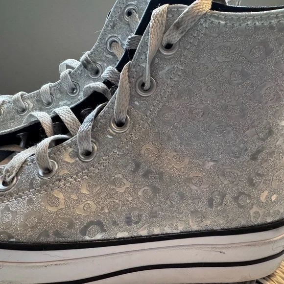 Converse Silver Sequin High Tops - Picture 3 of 5